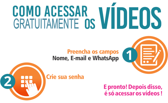 1º Preencha os campos, 2º Crie a senha e pronto pode acessar os vídeos